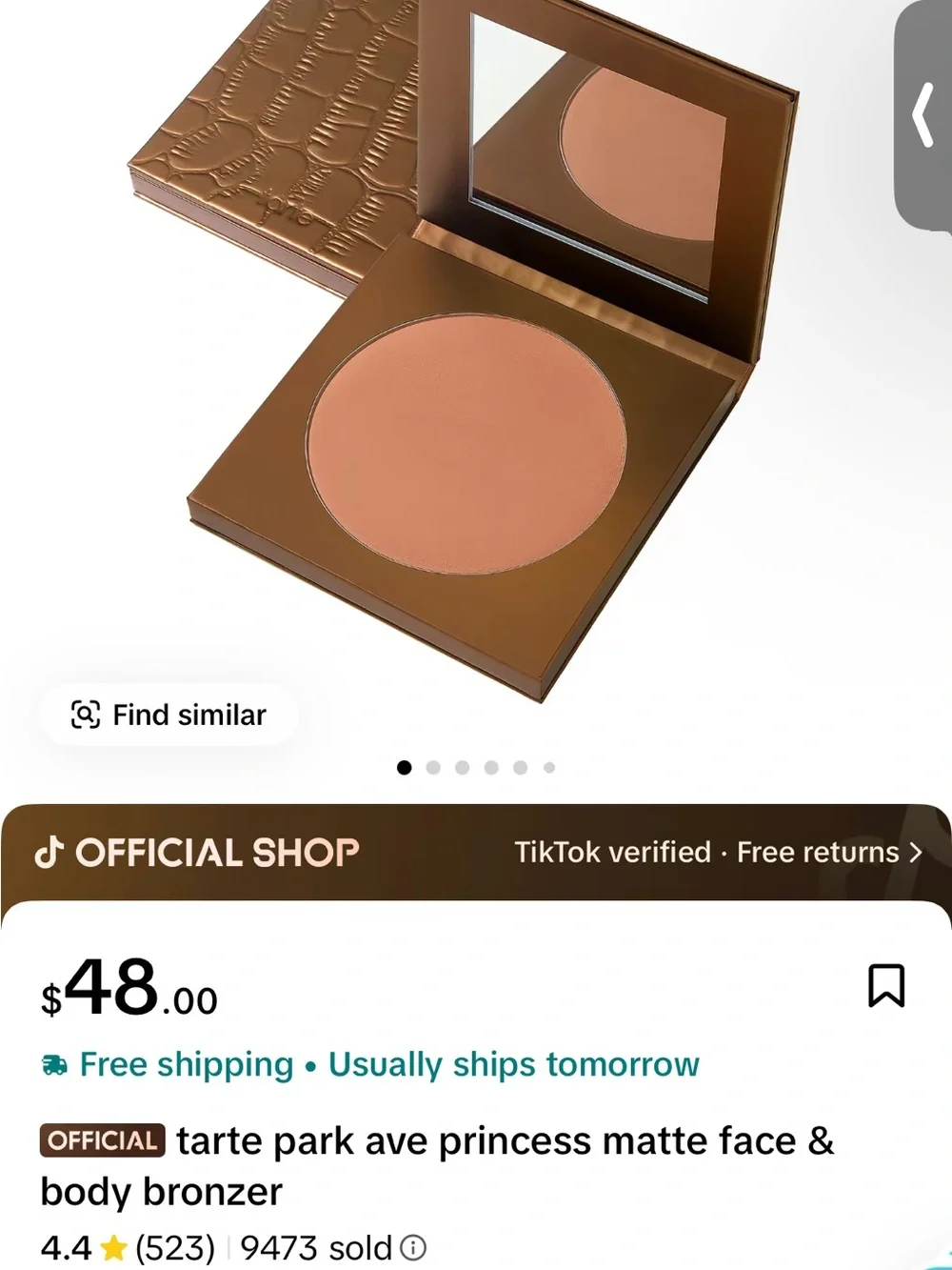 tarte matte bronzer compact in light-medium